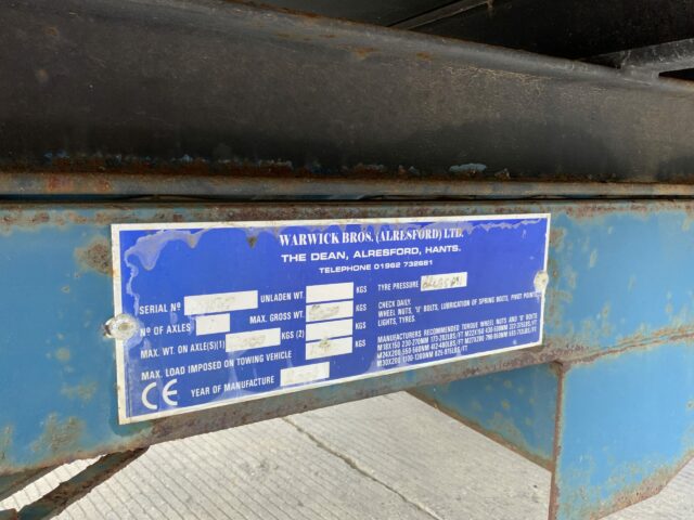 Warwick 4 Tonne Single Axle Tipping Trailer