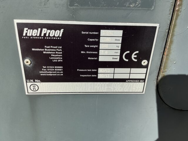FuelProof 1000Ltr Win Axle Diesel Bowser Trailer