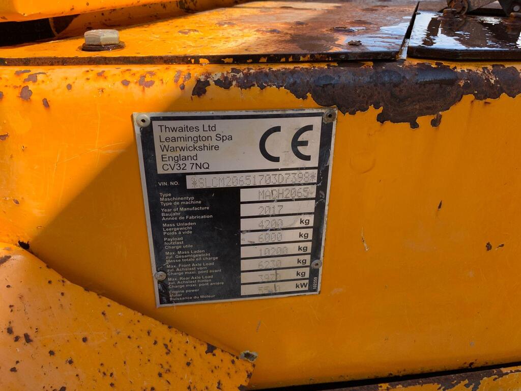 Thwaites 6 Tonne Straight Tip Dumper (ST23438)