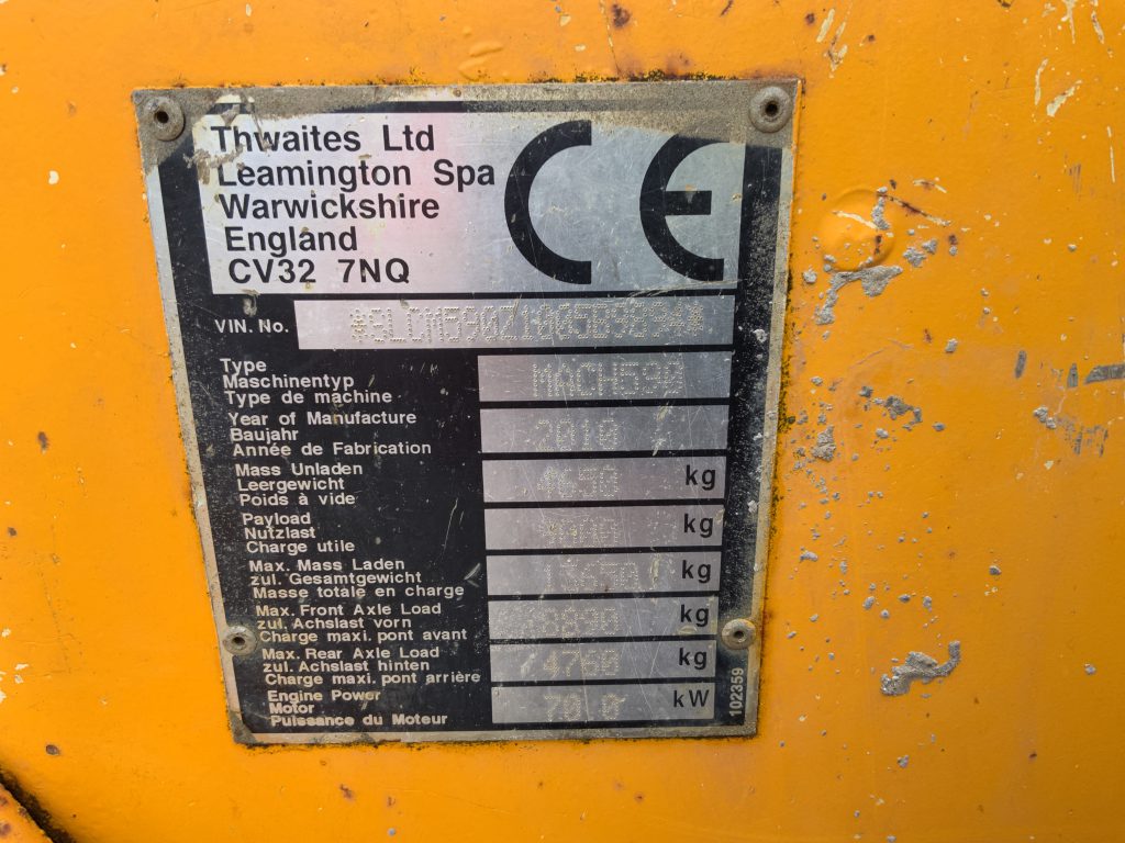 Thwaites 9 Tonne Straight Tip Dumper (ST24817)