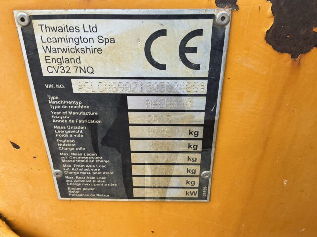 Thwaites 9 Tonne Straight Tip Dumper (ST24716)