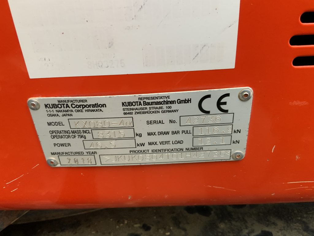 Kubota KX080-4 Digger (ST25287)