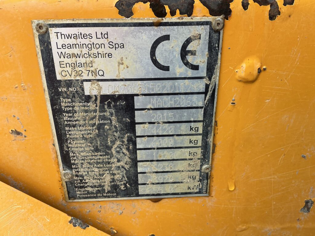 Thwaites 6 Tonne Straight Tip Dumper (ST25949)