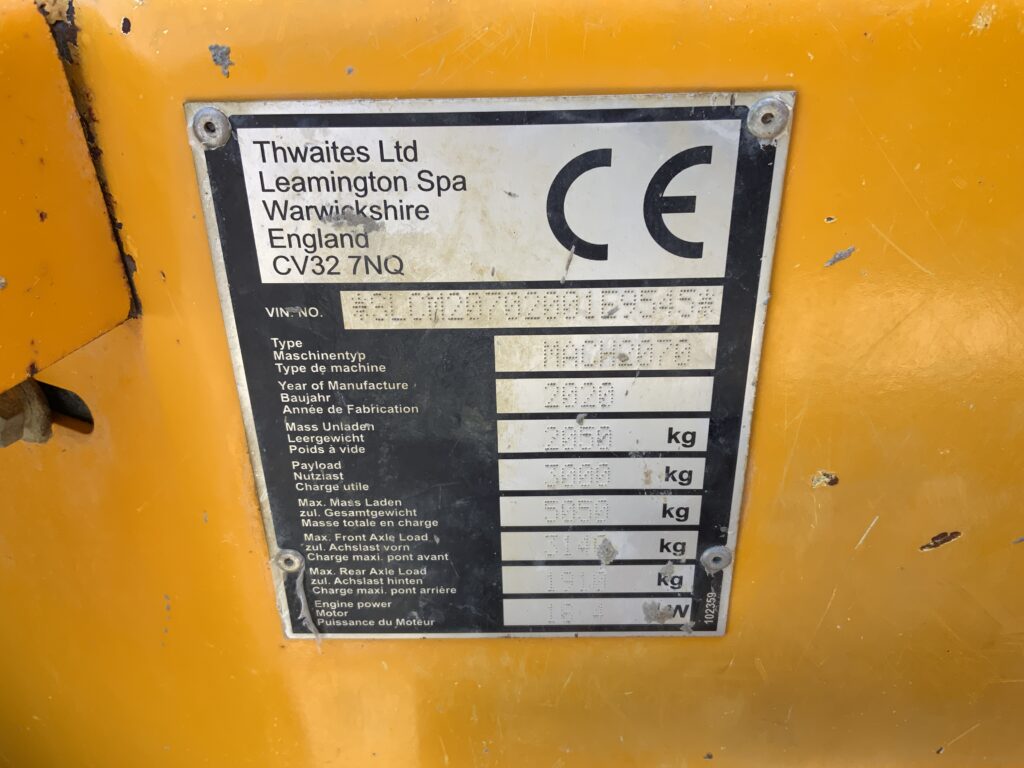 Thwaites 3 Tonne Straight Dumper (ST26547)