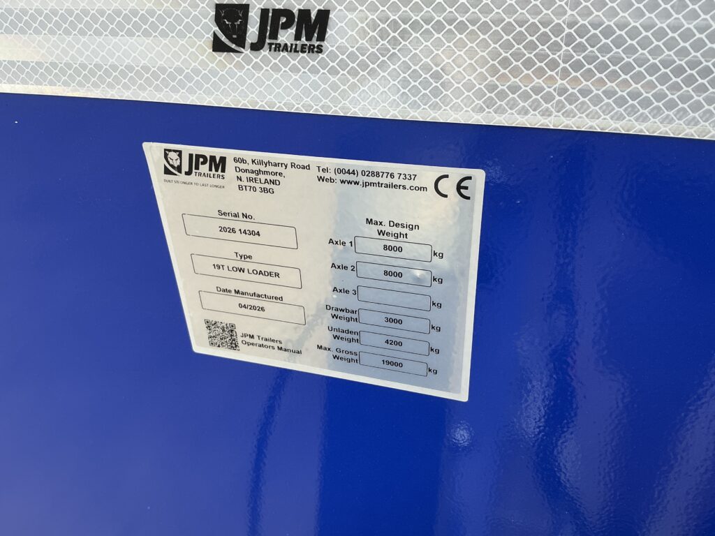 JPM 28ft Blue Low Loader Trailer