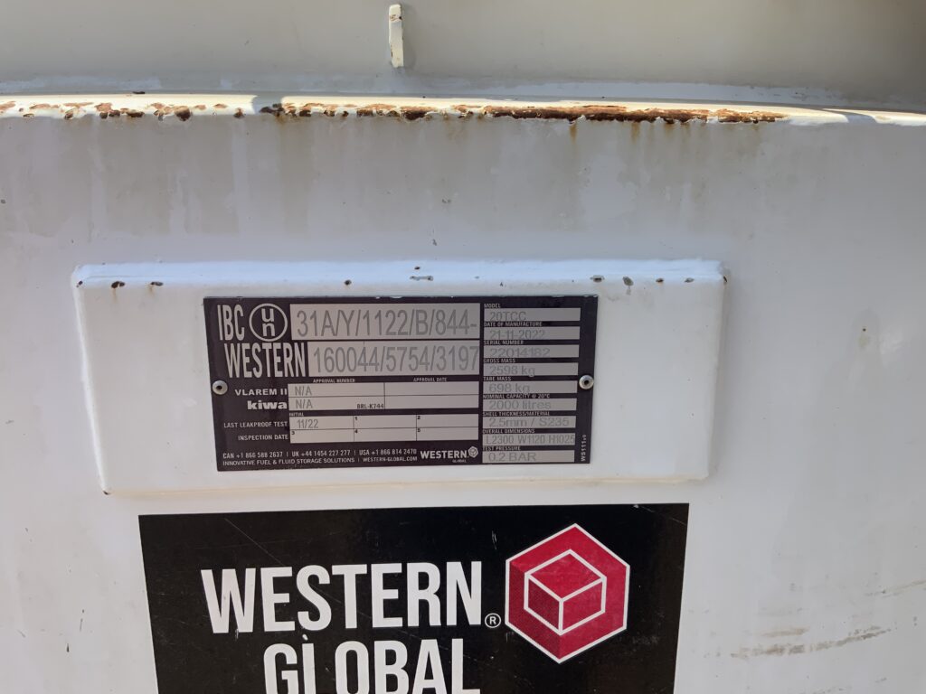 Western 2000ltr Trans Cube Bowser