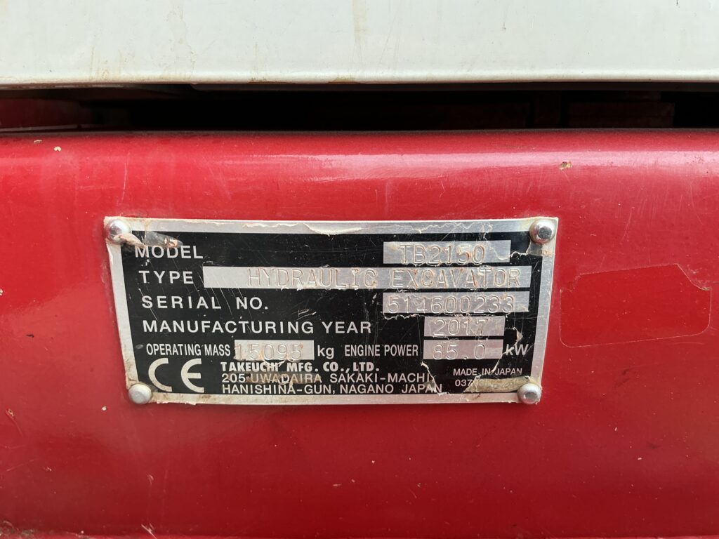 Takeuchi TB2150 C/W Engcon Tiltrotor Digger (ST27032)